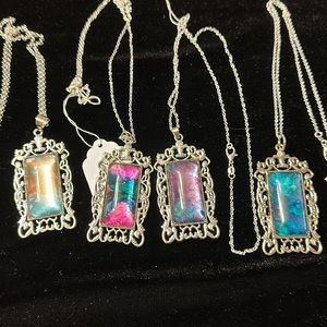 HAND PAINTED Square Necklaces by INDIANA ARTIST SUSAN OTTINGER One of Kind